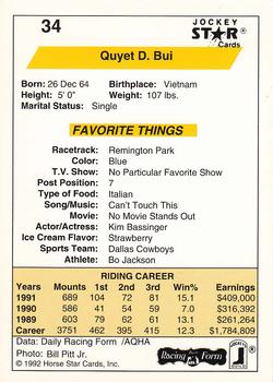 1992 Jockey Star #34 Quyet Bui Back